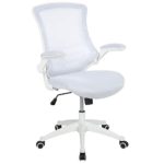 Flash Furniture Mid-Back White Mesh Swivel Ergonomic Task Office Chair with White Frame and Flip-Up Arms