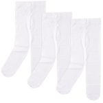 Luvable Friends Baby Girls’ Nylon Tights, 3 Pack, White, 2T-4T
