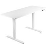 VIVO Electric 60 x 24 inch Stand Up Desk | White Table Top, White Frame, Height Adjustable Standing Workstation with Memory Preset Controller (DESK-KIT-1W6W)