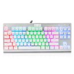 RGB Mechanical Gaming Keyboard, E-Element Z-77 Programable RGB Backlit, Blue Switches,Water Resistant, 87 Keys Anti-Ghosting for Mac PC, White