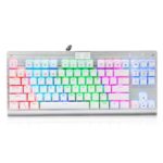 RGB Mechanical Gaming Keyboard, E-Element Z-77 Programable RGB Backlit, Blue Switches,Water Resistant, 87 Keys Anti-Ghosting for Mac PC, White