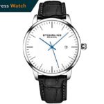 Stuhrling Original Mens Watch Calfskin Leather Strap – Dress + Casual Design – Analog Watch Dial with Date, 3997Z Watches for Men Collection