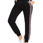 SweatyRocks Women’s Drawstring Waist Striped Side Jogger Sweatpants with Pocket