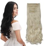 REECHO 24″ Curly Wavy 4 Pieces Thick Clip in on Hair Extensions White Blonde
