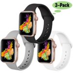 Rabini Compatible with Apple Watch Band 40mm 38mm, Soft Replacement Sport Band for iWatch Apple Watch Series 5, Series 4, Series 3, Series 2, Series 1, Black/White/Gray, S/M