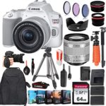 Canon EOS Rebel SL3 DSLR Camera (White) & 18-55mm STM Lens + Essential Carry-Around Accessory Bundle (incl. Backpack, Grip Strap, 64GB Memory Card, Tripods, Monopod, Extra Battery and More.)