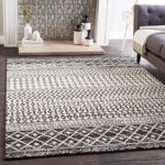 Edie Black & White Geometric Bohemian Style Area Rug – 5’3″ x 7’6″
