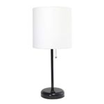 Limelights LT2024-BAW Stick Charging Outlet Table Lamp, Black/White
