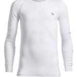 BALEAF Youth Boys’/Girls’ Thermal Compression Sports Shirts Long Sleeve Fleece Base Layer Crew Neck White Size S
