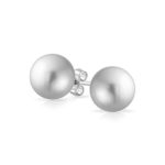Fashion Simple Simulated Pearl Stud Ball Earrings For Women For Teen Sterling Silver 10MM Mores Colors