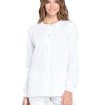 CHEROKEE WW Professionals WW340 Snap Front Warm-Up Jacket White S