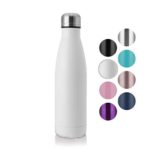 COMOOO Insulated Water Bottle, Leak-Proof Double Walled Cola Shape Cup Stainless Steel Thermos Water Bottlers 17oz for Bike Travel Camping (white, 1)