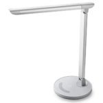 TaoTronics White Wood Grain LED Desk, Eye-Caring Table, Dimmable Office Lamp with USB Charging Port, 5 Lighting Modes with 7 Brightness Levels, Touch Control, 12W