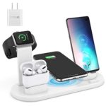 Wireless Charger for Airpods Pro, Aufixy 4 in 1 Wireless Charging Station with Apple Watch Stand and QC 3.0 Adapter for iWatch 5/4/3/2/1, Airpods 3/2/1, iPhone 11/11 Pro Max/XR/XS Max/XS/X/8/8P White