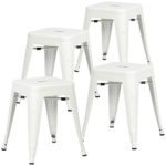 Poly and Bark Trattoria 18 Inch Metal Side Dining Chair and Bar Stool in White (Set of 4)