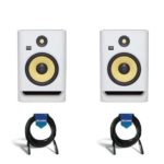 KRK 2 Pack ROKIT 5 G4 5″ Powered White Noise Near-Field Studio Monitor, 43Hz-40kHz Frequency Response – With 2 Pack 20′ 6mm Rubber XLR Microphone Cable