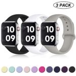 DaQin Bands Compatible with Apple Watch Band 40mm 38mm, Soft Silicone Sport Replacement Wristbands Strap for iWatch Series 5 Series 4, Series 3/2/1, Black/White/Gray, S/M