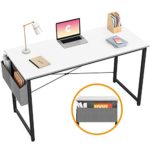 Cubiker Writing Computer Desk 39″ Home Office Study Desk, Modern Simple Style Laptop Table with Storage Bag, White