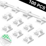 COOLMI 100pcs White Wire Clips,Self Adhesive Cable Clips,Car Cable Organizer,Cable Holder,Cable Wire Management for Car,Office and Home