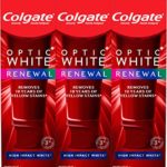 Colgate Optic White Renewal Teeth Whitening Toothpaste, High Impact White (3 Count of 3 oz Tubes), 9 oz