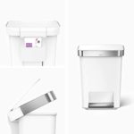 simplehuman 45 Liter Rectangular Kitchen Step Soft-Close Lid, White Plastic trash can