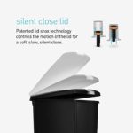 simplehuman 40 Liter / 10.6 Gallon Slim Kitchen Step Trash Can with Secure Slide Lock, White Plastic