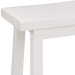 AmazonBasics Classic Solid Wood Saddle-Seat Kitchen Counter Stool with Foot Plate 24 Inch, White, Set of 2