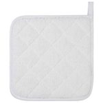 Lifaith 100% Cotton Kitchen Everyday Basic Terry Pot Holder Heat Resistant Coaster Potholder for Cooking and Baking Set of 5 White