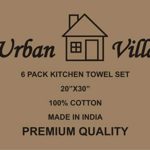 Urban Villa Kitchen Towels,Trendy Stripes, 100% Cotton Dish Towels Mitered Corners, (Size: 20X30 Inch), Black/White Highly Absorbent Bar Towels & Tea Towels – (Set of 6)