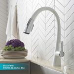 Kraus KPF-1673CHWH Nolen Dual Function Pull, Faucets for Kitchen Sinks, Single-Handle, Matte White/Chrome Finish