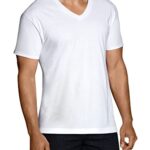 Fruit of the Loom mens Eversoft Cotton Stay Tucked V-neck T-shirt T Shirt, Regular – White 6 Pack, X-Large US