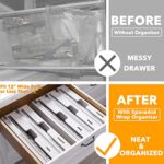 SpaceAid WrapNeat 2 in 1 Wrap Organizer with Cutter and Labels, Plastic Wrap, Aluminum Foil and Wax Bamboo Dispenser for Kitchen Storage Organization Holder for 12″ Roll (White)