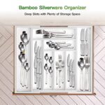 Bamboo Expandable Drawer Organizer for Utensils Holder, Adjustable Cutlery Tray, Wood Drawer Dividers Organizer for Silverware, Flatware, Knives in Kitchen, Bedroom, Living Room by Pipishell (White)