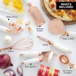 COOK With COLOR 7 Pc Kitchen Gadget Set Copper Coated Stainless Steel Utensils with Soft Touch White Handles