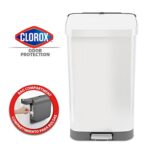 Glad Stainless Steel Step Trash Can with Clorox Odor Protection | Large Metal Kitchen Garbage Bin with Soft Close Lid, Foot Pedal and Waste Bag Roll Holder, 20 Gallon, White