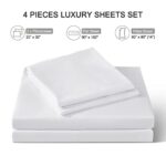 ILAVANDE White Queen Sheets Set 4 Piece,Hotel Luxury Super Soft 1800 Series Microfiber Queen Bed Sheets Set-Wrinkle Free & Breathable-14″ Deep Pocket Sheets for Queen Size Bed(Queen,White)
