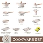 Pots and Pans Set – Nonstick Kitchen Cookware + Bakeware Set Granite Kitchenware Set, Induction Cookware Sets with Frying Pan Stockpot Saucepan Basket Cookie Sheet and Baking Pans for Cooking Gift
