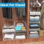 Closet Organizers and Storage Shelves for Clothes, Collapsible Stackable Storage Bins Wardrobe Clothes Organizer Baskets Containers Drawers for Wardrobe Cupboard Kitchen Bathroom, Sturdy Metal Frame