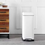 happimess HPM1007A Betty Retro 8-Gallon Step-Open Trash Can with Soft-Close Lid, Fingerprint Resistant, Modern, Minimalistic for Home, Kitchen, Laundry Room, Office, Bedroom, Bathroom, White