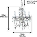 The Original Gypsy Color 4 Light Crystal White Hardwire Flush Mount Chandelier H17.5”xW15”, White Metal Frame with Clear Glass Stem and Clear Acrylic Crystals & Beads That Sparkle Just Like Glass
