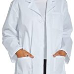 VOGRYE Professional Lab Coat for Women Men Long Sleeve, White, Unisex (Small, White)