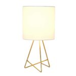 Simple Designs LT2066-GDW 13.5″ Down to the Wire Metal Table Lamp with Fabric Shade, Gold with White Shade