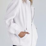 EFAN Women’s Hoodies 2023 Fall Jacket Cute Teen Girl Tops Casual Long Sleeve Sweatshirts Zip Up Y2k Hoodie Trendy Clothes White