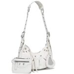 CATMICOO Shoulder Bag for Women Punk Style Rivet Satchel Handbags Y2K Purse with Removable Zipped Pouch