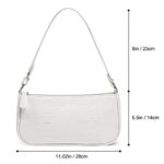 Retro Classic Clutch Bag for Women, Crocodile Leather Underarm Bag Small Purse with Ribbon, Zipper Closure, #2 White