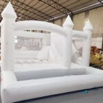 King Inflatable White Bounce House Castle with Air Blower, Slide & Ball Pit, Giant White Jumper Bouncy Castle Wedding Decorations Jumping Bed for Party, 14.8ft x 14.8ft x 10ft