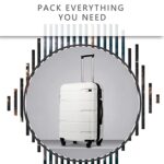 Coolife Luggage Expandable(only 28″) Suitcase PC+ABS Spinner Built-In TSA lock 20in 24in 28in Carry on (white, S(20in_carry on))