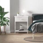 White Nightstands Set of 2, Small Night Stand with Drawer and Shelf Storage End Table for Bedroom, Dorm, Modern