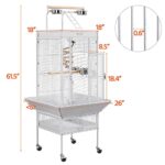 Yaheetech 61-inch Wrought Iron Play Top Large Cockatiel Parrot Bird Cages Aviary with Stand for Cockatiels Sun Parakeet Conures Lovebird Budgie Finch African Grey White Bird Cage Birdcage