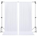 10 ft x 10 ft Wrinkle Free White Backdrop Curtain Panels, Polyester Photography Backdrop Drapes, Wedding Party Home Decoration Supplies